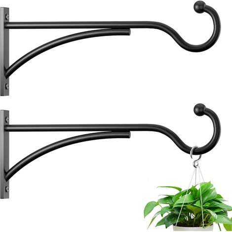 2pcs support de plantes d'intérieur et d'extérieur, 28CM Wall Hook support mural en métal pour panier, crochet de lampe de jardin windbell Bird Feeder (1/5)
