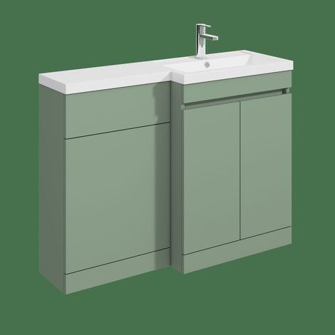 Balterley Tean 1100mm Floor Standing Compact Unit with Right Hand Polymarble Basin - Green
