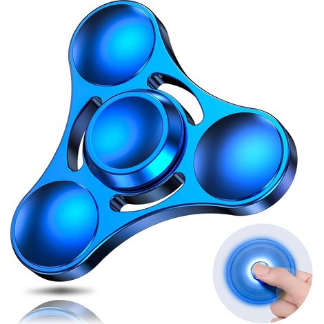 Hand Spinner Metal Jouet Fidget Toys Durable High Speed Stainless Steel Bearing 2-5 Min Finger Spins Anti Stress Relief ADHD Fidget Spinner Cadeau pour Enfants Adultes Bleu (1/5)