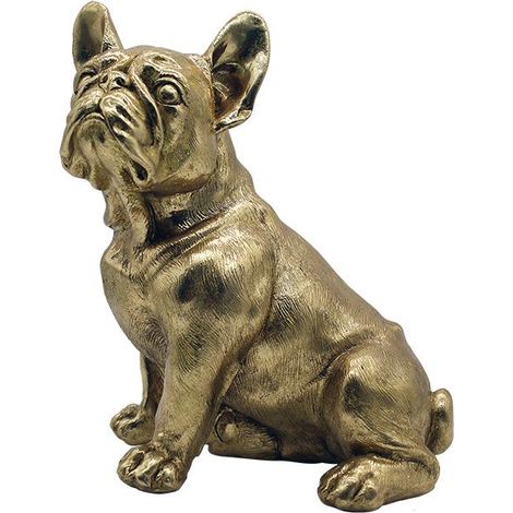 Statue chien bouledogue doré 24,5x27,5cm (1/2)