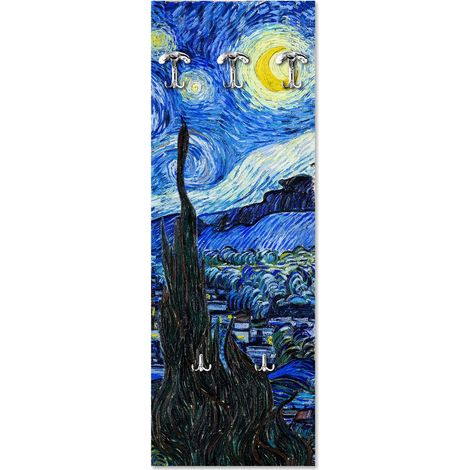 Lupia - Appendiabiti da Parete 46x125 cm Design Notte Stellata 5 Ganci Robusti Montaggio Facile Pannello Decorativo Multifunzione, Multicolor, Legno Ingegnerizzato (1/4)