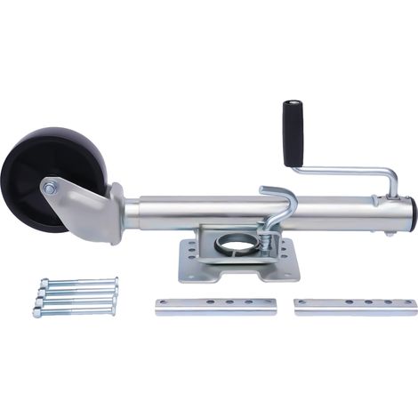 Gato para remolque, altura regulable, capacidad de carga de 540 kg, color plata. (1/2)