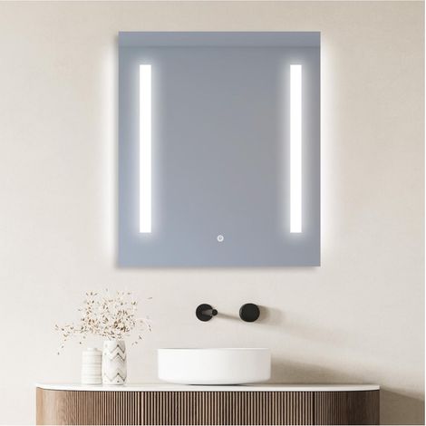 Specchio rettangolare LED L60/80cm illuminazione laterale LUMENA
