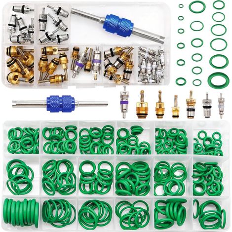 Reparaturset für Autoklimaanlagen: O-Ringe & Ventilkerne  Werkzeug zum Aus- und Einbau  R12 & R134a  Passt auch auf Reifenventile