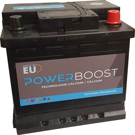 Power Battery – Batterie voiture 12V 50Ah 440A – Plomb calcium sans entretien – Démarrage rapide pour véhicules légers – Dimensions 207x175x190mm