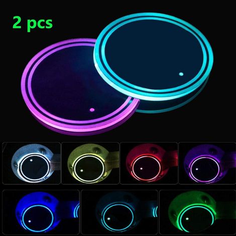 LED-Autobecherhalterbeleuchtung, 2 wasserdichte Autountersetzer, 7 Farben