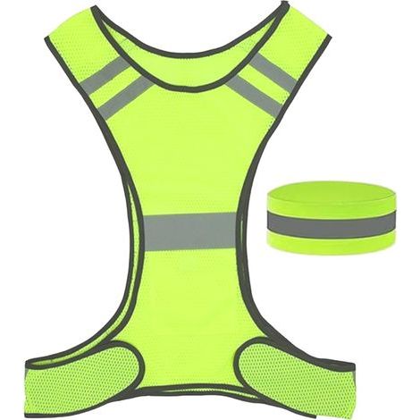 Reflective Safety Vest, High Visibility Yellow Vest for Cycling, Running, Jogging, with 1 Reflective Armband, Adjustable Reflective Vest for Men and Women (1/5)