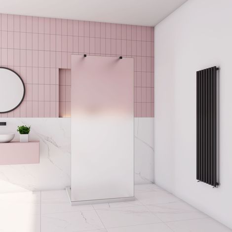 AICA 120 x 200cm Milchglas Duschwand 10mm NANO-ESG Duschkabine+2x(73-120cm)flexiblen Schwarz Stabilisatoren W12 (1/5)
