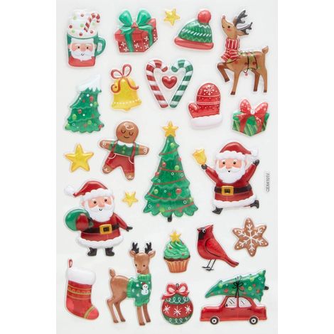 Sticker de Noël en relief personnages 14 x 21 cm - Atmosphera créateur d'intérieur (1/4)