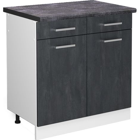 Küchenunterschrank R-Line, Schwarz Beton, 80 cm AP Anthrazit, Vicco (1/5)