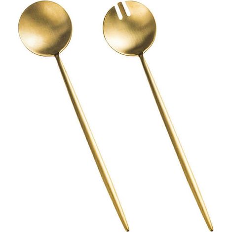 Cuillères à dessert pratiques pour salade dorée (1 set) (1/5)
