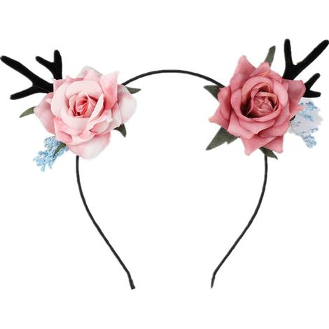 Serre-tête de Noël fleuri pour femme – fleur artificielle, bois de renne (1/5)