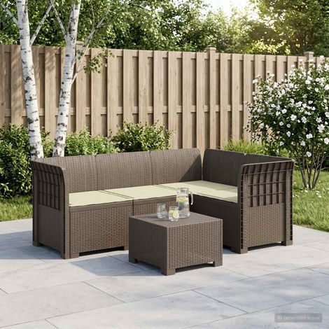 vidaXL Divano da Giardino 4 Posti con Cuscini Aspetto Rattan PP (1/5)