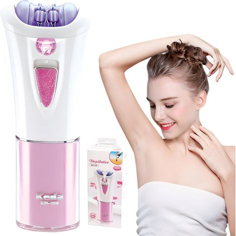 Épilateur Électrique Femme, épilateur facial électrique avec lumière LED, pour le visage, le corps, les aisselles, le bikini, les jambes, fonctionnant sur piles (piles non incluses) (1/5)