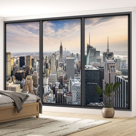 Papier peint panoramique Trompe l'oeil baie vitrée - New york - 130 cm x 78 cm (1/5)