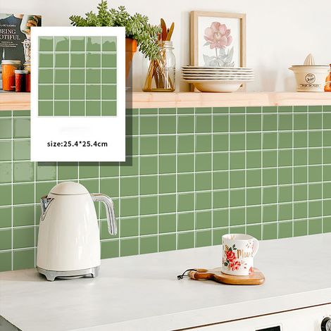 Autocollants Muraux Verts, Autocollants De Carrelage 3D Imperméables, Imperméables, Pour Cuisine, Salle De Bain, Décoration De La Maison, 10 Pièces (1/5)
