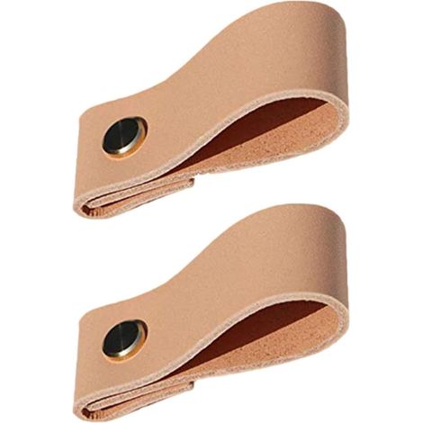 Lot de 4 poignées meuble minimalistes en cuir, fabriquées à la (1/5)