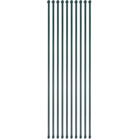 Poteau de jardin 10 pcs 1,5 m Métal Vert