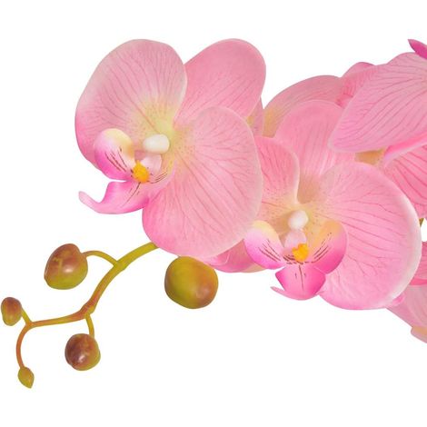 Plante artificielle avec pot orchidée décoration intérieure fleurs en tissu rose 75 cm (1/2)