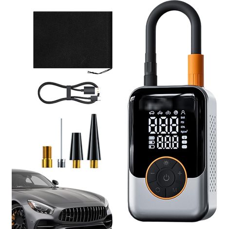 Gonfleur de pneu Compresseur d'air portable - Gonfleur de pneu électrique  Gonfleur de pneu portable plus rapide pour voiture  Pompe à air portable sans fil pour pneus de voiture - Écran LCD