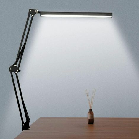 Lampe de table LED à intensité variable, lampe d'architecte de bureau pliable avec pince, lampe de table avec 3 niveaux de luminosité réglables et contrôle tactile, métal, noir 1 (1/5)