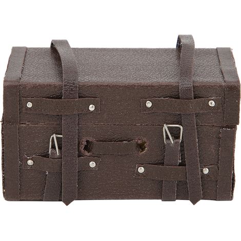 Valise miniature 1:12 style rétro en tissu et bois pour maison de poupée (1/5)