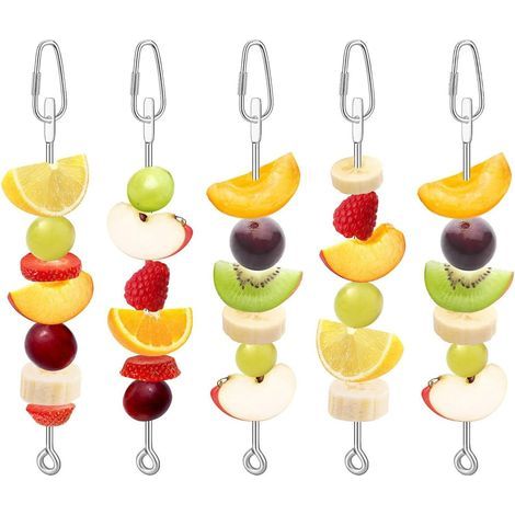 Ensemble de 5 brochettes pour perroquets, brochettes en acier inoxydable pour oiseaux, porte-fruits pour perroquets, porte-bâtonnets pour perroquets (1/5)