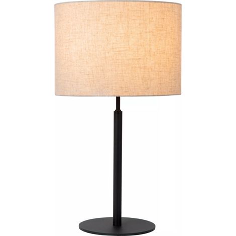 Lucide Maya lampada da tavolo nera paralume beige E27 (1/4)