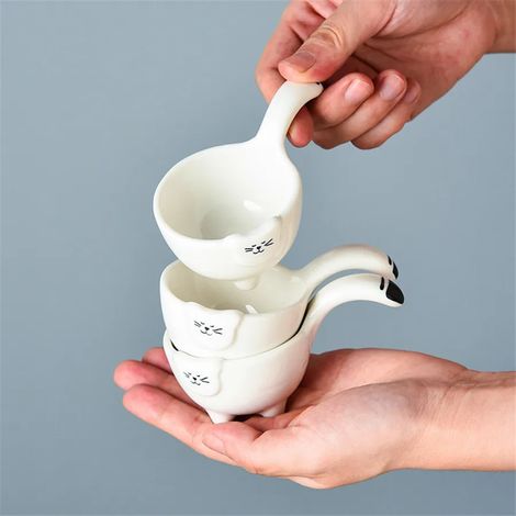 (3 articles) Tasse à lait en forme de chat, bol à sucre en céramique avec anse, 20 ml (1/5)