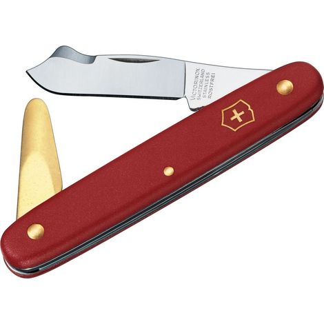 Coltello per innesto Victorinox 3.9140, con lama a punta da 45 mm + distanziale in ottone, rosso, 46 grammi