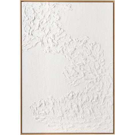 Tableau Mural sur Toile en Relief 3D Fait Main Matériaux Synthétiques Cadre en Bois de Pin Blanc Clifden