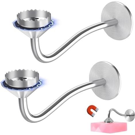 Porte Savon Magnétique, 2 Pièces Aimanté sans Perçage, en Acier Inoxydable pour Salle de Bain, Balcon, Cuisine - Douche (1/5)