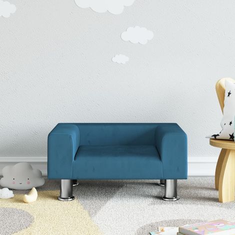 Canapé pour enfants, Fauteuil enfants, Canapé Relax Salon, Canapé droit fixe bleu 50x40x26,5 cm velours MJU1806 (1/5)