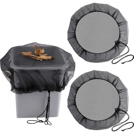 KLVGTIFS PU - 2 Pcs Filet Protection Citerne Eau - Anti Feuilles & Moustiques, Couvercle Ajustable avec Cordon Serrage pour Réservoir Pluie 80 cm (1/5)
