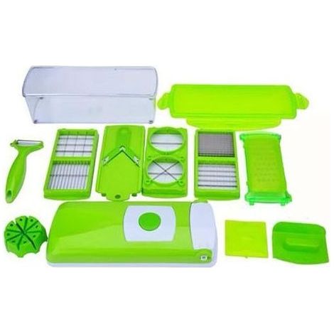 12 pcs Accessoires cuisine et cuisson,vert - coupe-légumes pour cubes, bâtonnets, tranches, lanières et quartiers - coupe-salade mandoline trancheuse à concombr (1/5)