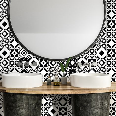 Sticker Mural Carrelage adhésif Cuisine Salle de Bain - 24 STICKERS CARREAUX DE CIMENT AZULEJOS CRISTINA - 24stickers10x10cm (1/5)