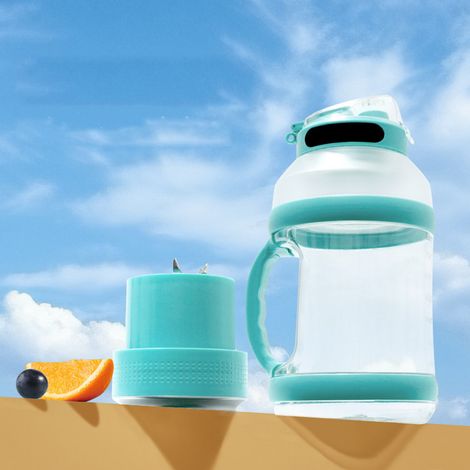 Tragbarer elektrischer USB-Zitrusentsafter, 2 l, idealer Mixer zur Zubereitung von Säften, Smoothies und Milchshakes (blau-grün) (1/5)