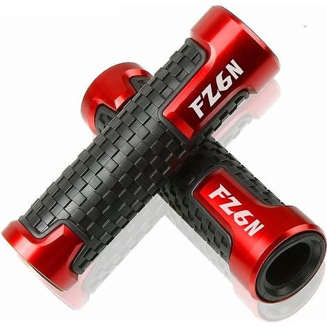Poignées de guidon pour FZ6N 1998-2008, 22 mm (7/8"), accessoires moto (argent) - Rouge (1/4)