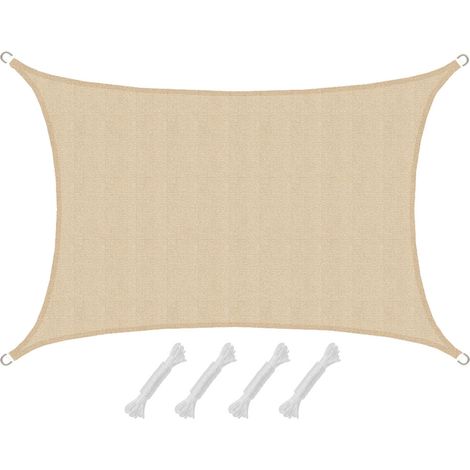 UV Sonnensegel 3x4 HDPE Rechteckig Sonnenschutz Überdachung Garten Balkon Beige