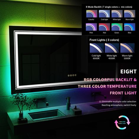 1050x500mm Large Illuminated Led Bathroom Mirror with Demister Pad ...