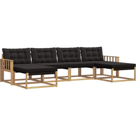 Outdoor Sofa Set with Cushion 6 pcs White and Black vidaXL (1/5)