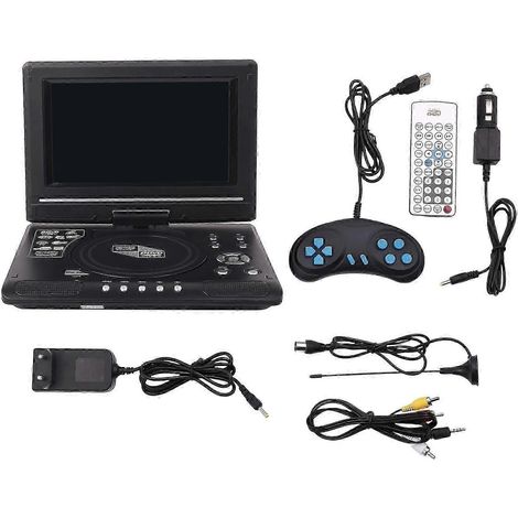 Lecteur DVD portable 9,8 pouces pour voiture, VCD, CD, jeux et TV avec adaptateur radio USB et réception FM - Prise UE WHBYV (1/4)