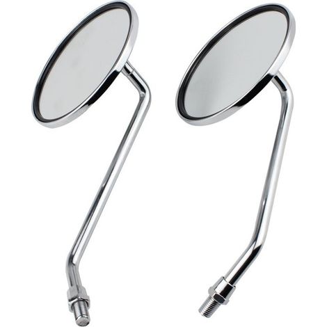 Rearview Mirror - 1 Pair 8mm Round Chrome Silver Motorcycle Rearview Mirrors. Left and Right Side Mirror. (1/5)