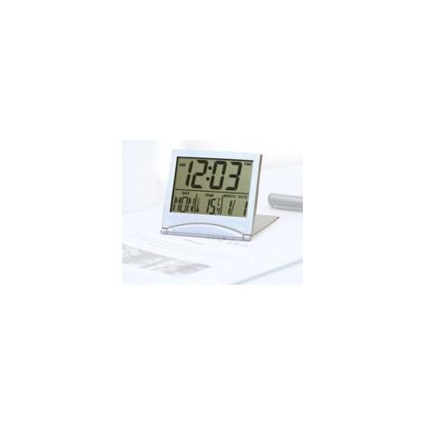 Reloj despertador digital de viaje, mini reloj despertador digital para viajes, pantalla LCD con visualización de fecha y temperatura, mini reloj despertador digital plegable multifuncional con calend