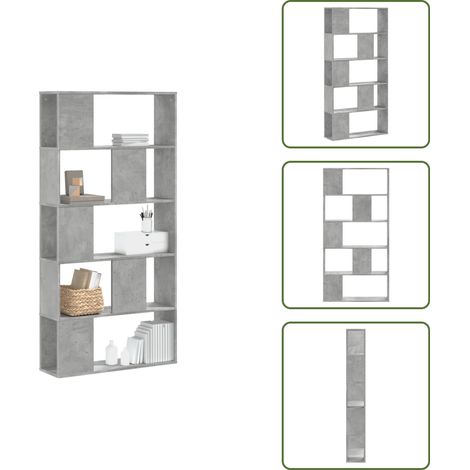 Bücherregal 5 Böden Betongrau 80,5x23,5x162,5 cm Holzwerkstoff - Bücherregal - Bücherregale - Bücherständer - Bücherschrank