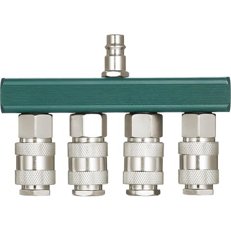 Distribuidor de aire comprimido de 4 vías: conector rápido roscado, divisor para conexión sencilla de aire comprimido, accesorios neumáticos
