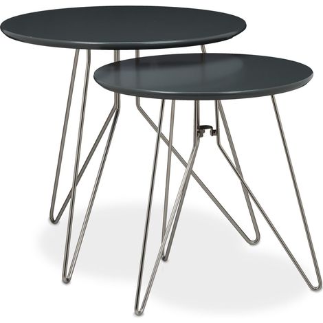 Set di 2 tavolini da caffè design contemporaneo soggiorno 50 x 50 x 40 cm in legno nero 130003371