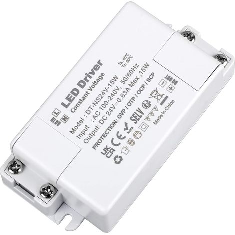 Alimentateur LED 24V 15W 0.63A Transformateur AC 110/220V à DC 24V Convertisseur à Tension Constante, Transformateur Basse Tension, Pour Éclairage et Bande LED (1/5)