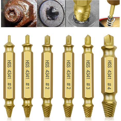 Extracteur de Vis Cassé - Kit 6pcs avec Tête Dorée (1/5)