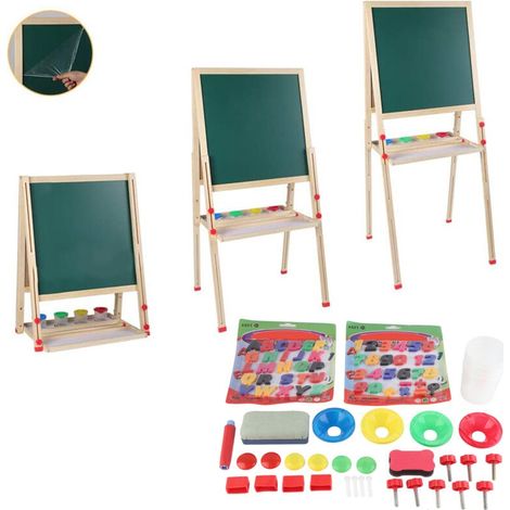 Chevalet d'art en bois pour enfants AllinOne avec rouleau de papier et accessoires (1/5)